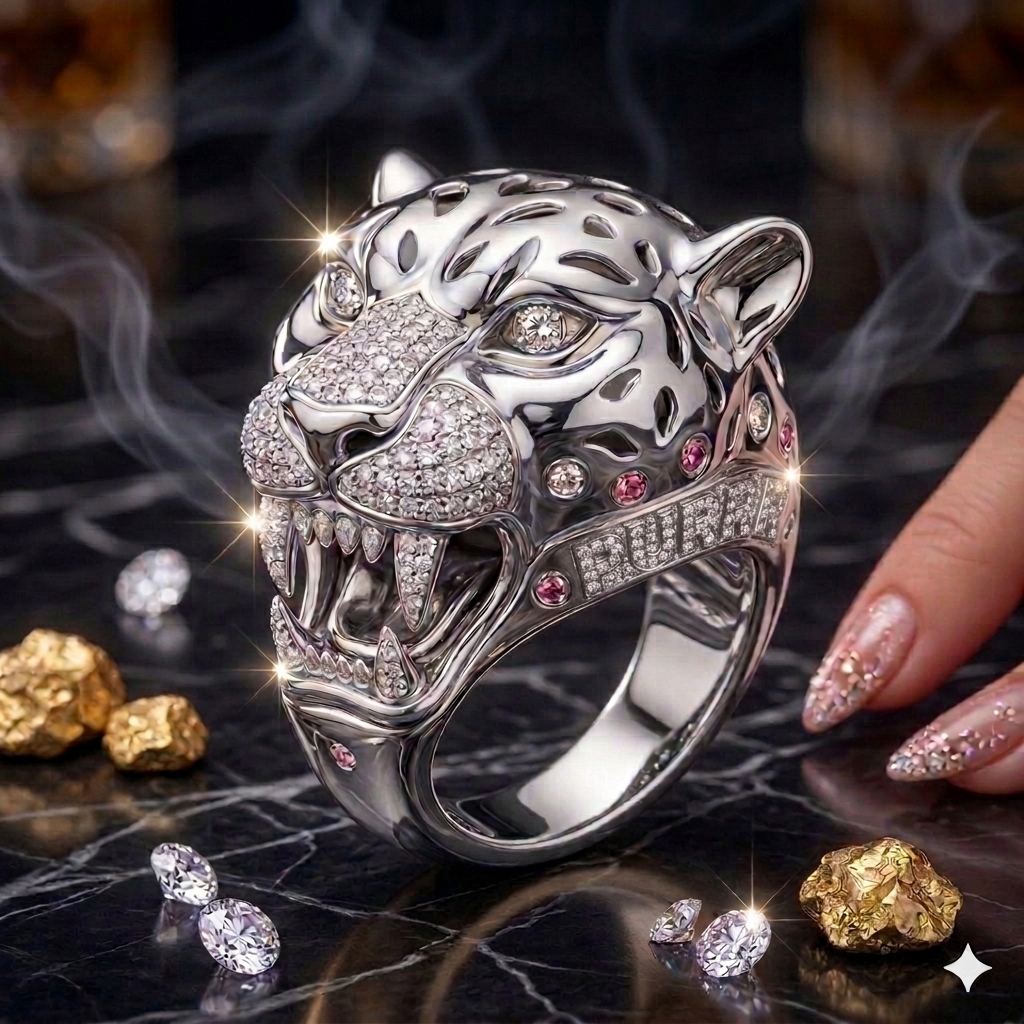 PURRR® SILVER JAGUAR RING